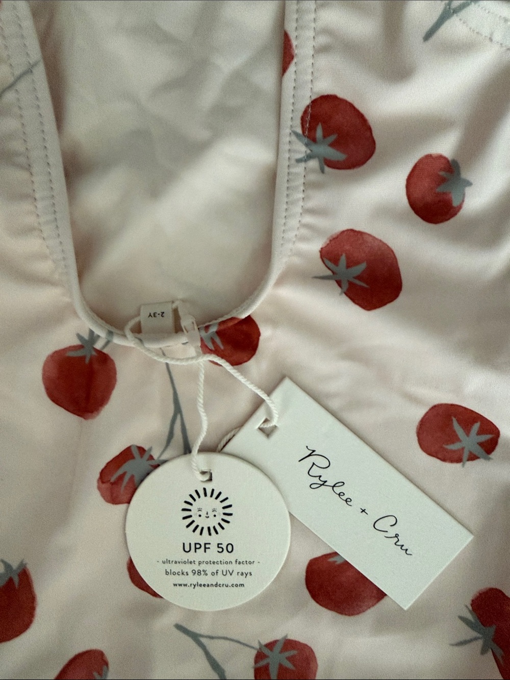 Rylee + Cru Cream One-Piece Swimsuit with Red Tomato Print - Picture 3 of 3